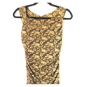 Free People Brown & Gold rose fitted dress